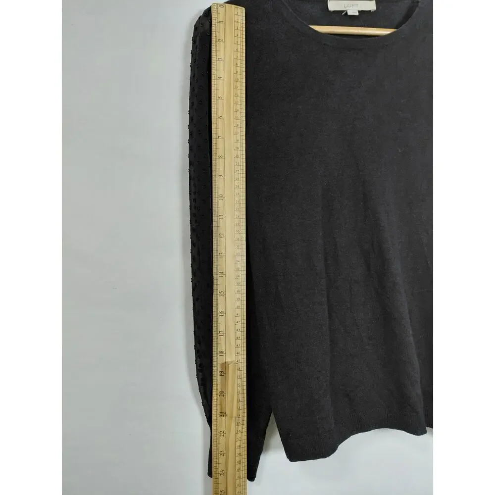 Loft Wool Blend Black Long Sleeve Top Women Size S